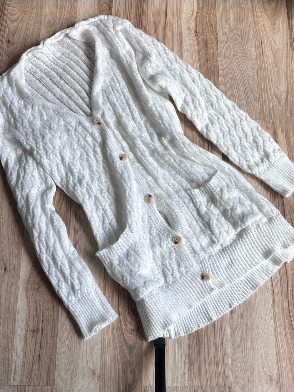 Cozy Cream Cable Knit Button-Front Cardigan
